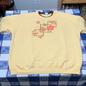 Vintage Yellow Leaf Print Sweater
